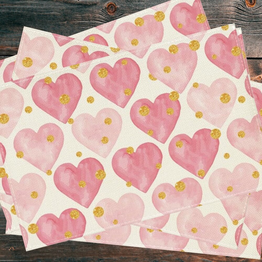 Valentines Day Placemats 8pc Pink Heart Table Decor Wedding Party Decorations